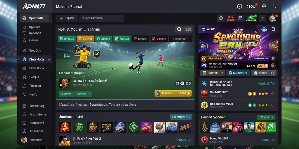Tangkapan layar gameplay ADAM77 yang menunjukkan taruhan olahraga.
