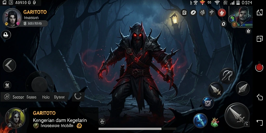 Tangkapan layar gameplay GARITOTO dengan suasana horor yang menakutkan.