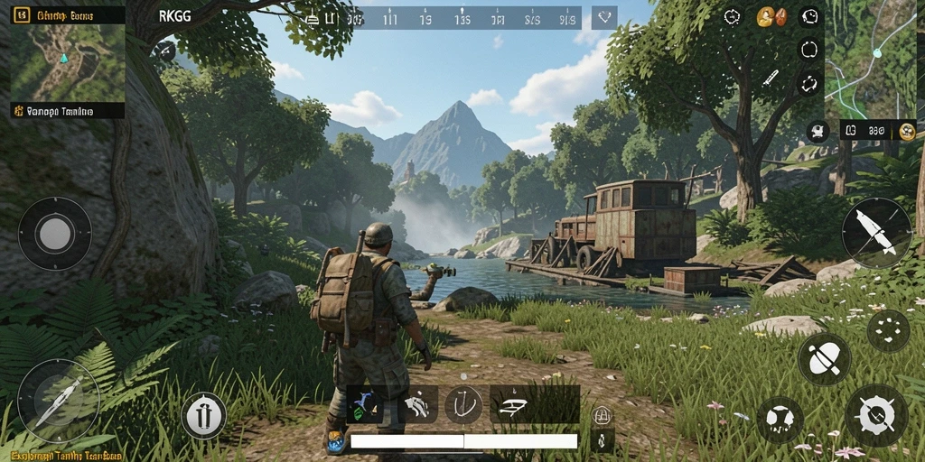 Screenshot menampilkan pemain menjelajahi padang luas di RKGG.