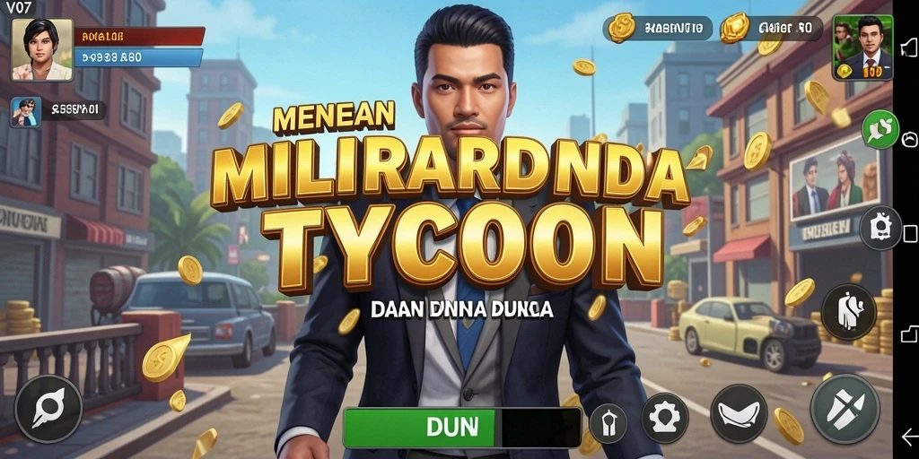 Gameplay Tycoon yang menantang dan penuh strategi.