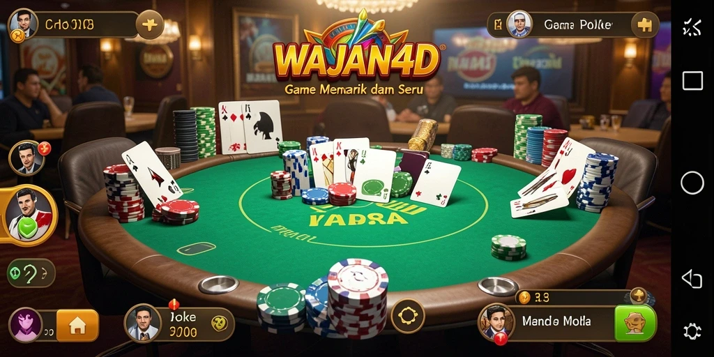 Tampilan utama gameplay WAJAN4D dengan suasana poker yang seru.